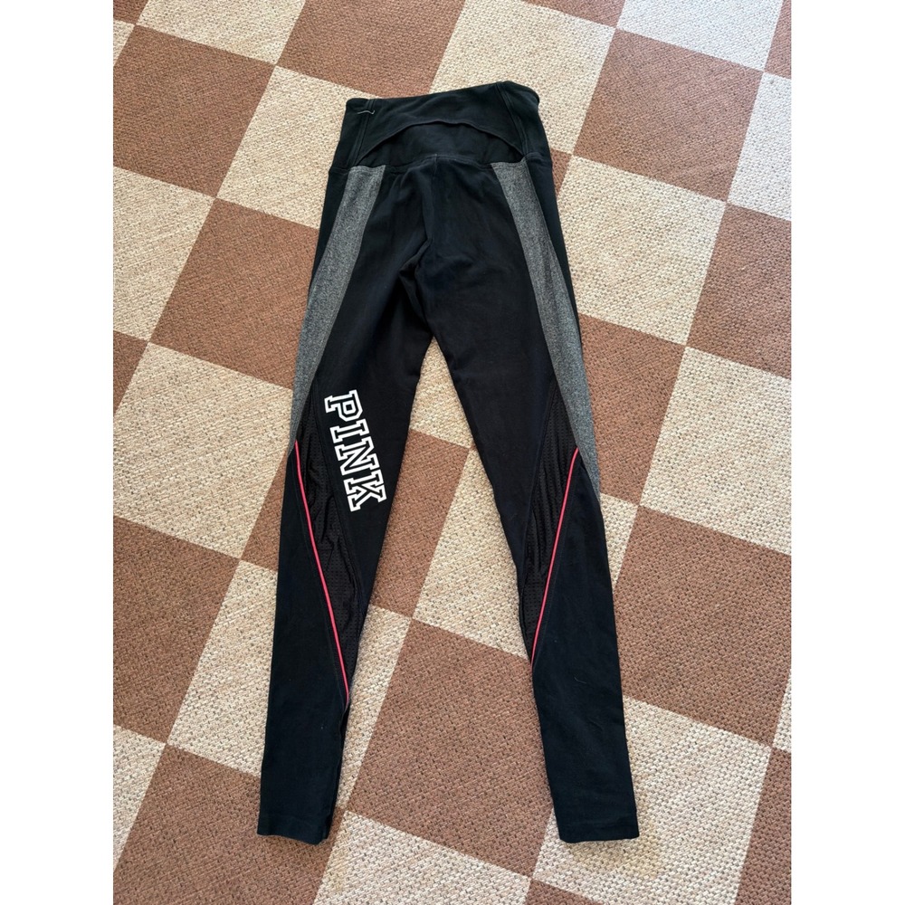 Victorias Secret PINK Ultimate High Waist Leggings Black Gray Mesh Logo Small